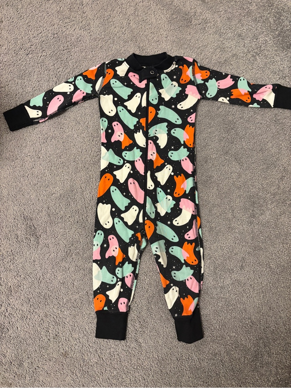 Hanna Andersson Black Ghost Print One-Piece Footie - Multicolor Ghosts